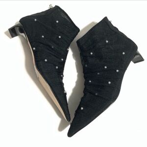 Zara tulle ankle boots with faux pearls.. black size 36